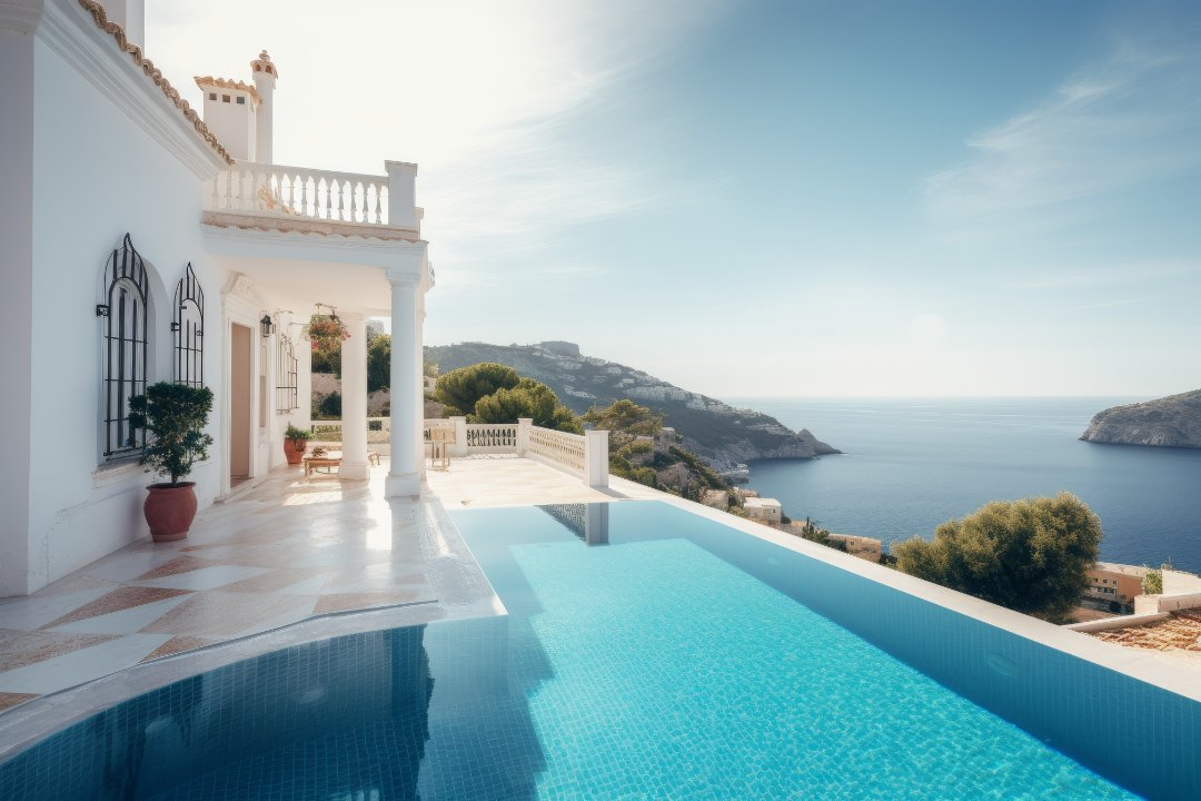 piscina de vivienda con vistas al mar
